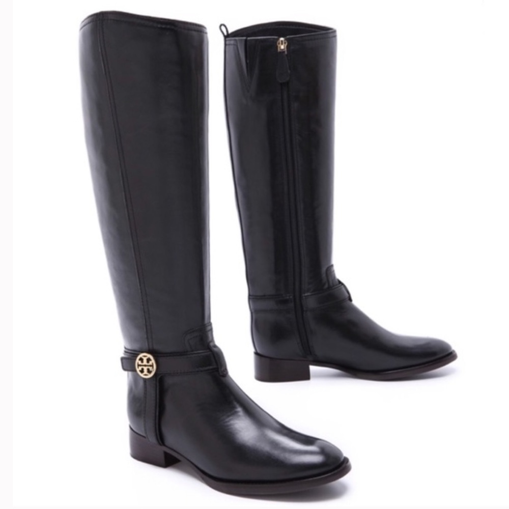 Tory Burch Bristol Black Leather Riding Boots size 7.5